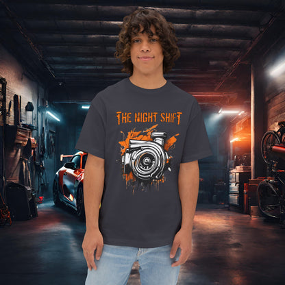Graffiti Turbo-Premium, Ultra Soft Unisex Oversized Boxy Tee Dark Grey Printify by The Night Shift Automotive Apparel