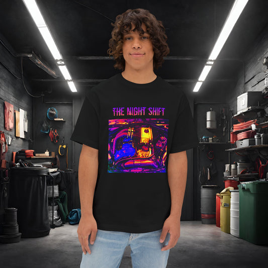 S55 Synthwave-Premium, Ultra Soft Unisex Oversized Boxy Tee Black Printify by The Night Shift Automotive Apparel