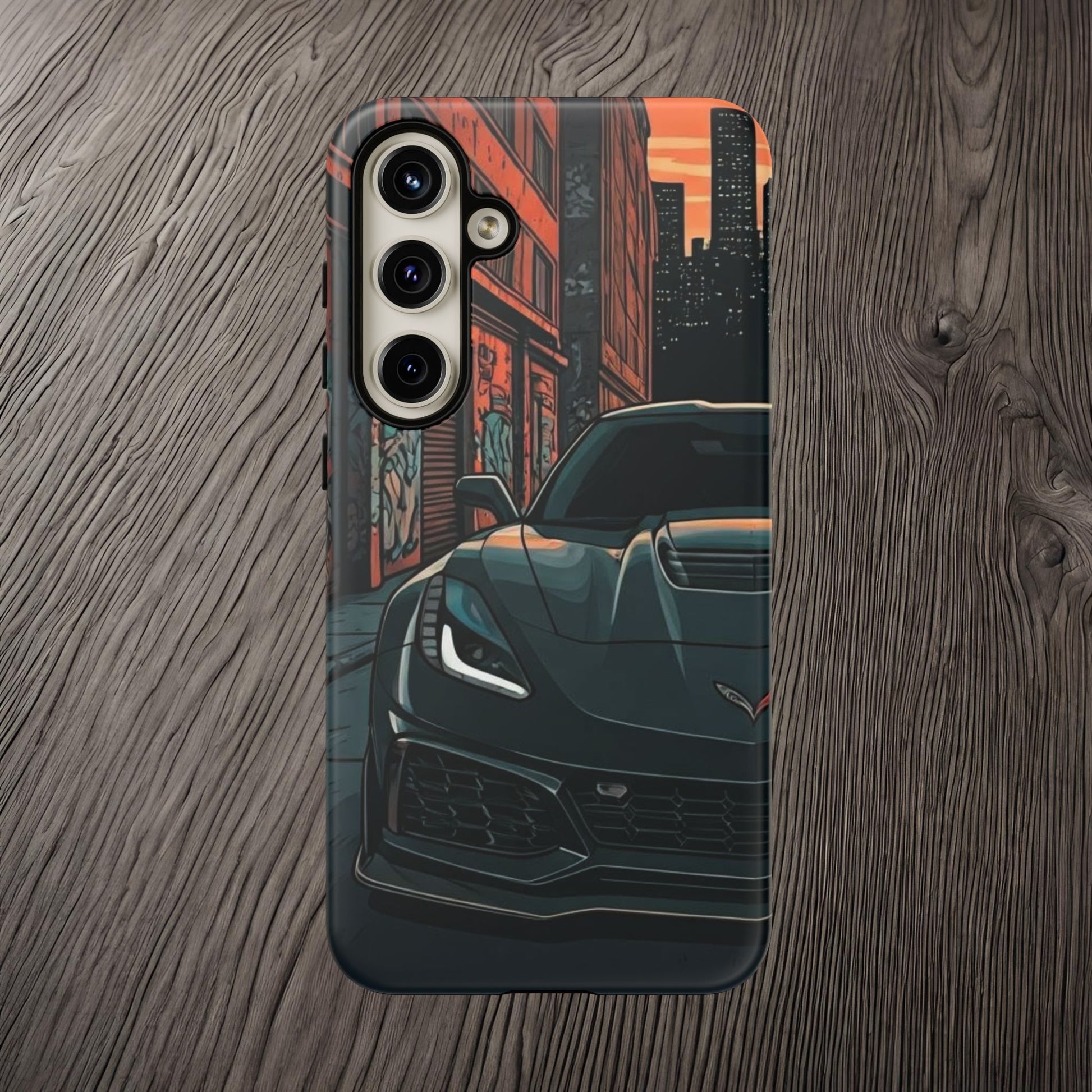 Chevy Corvette C7 Street Life-Dual Layer Ultra Tough Phone Case Samsung Galaxy S24 Plus Matte Printify by The Night Shift Automotive Apparel
