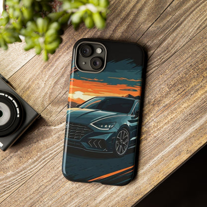 Hyundai Sonata-Sunset Drive-Dual Layer Ultra Tough Phone Case iPhone 15 Plus Glossy Printify by The Night Shift Automotive Apparel