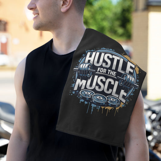 Hustle For The Muscle-Gym Towel (11x18) White 11" × 18" Printify by The Night Shift Automotive Apparel