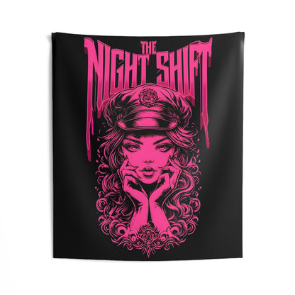 The Night Shift Promo Girl Indoor Wall Tapestries - Shop Banner 50" × 60" Printify by The Night Shift Automotive Apparel
