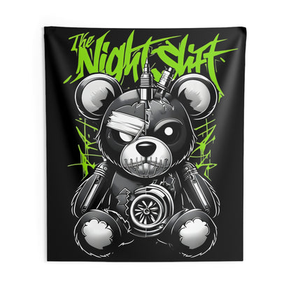 Tattered Teddy Indoor Wall Tapestries - Shop Banner 88" × 104" Printify by The Night Shift Automotive Apparel