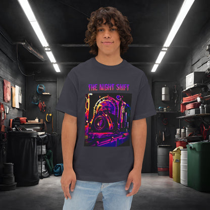13B-REW Synthwave-Premium, Ultra Soft Unisex Oversized Boxy Tee Dark Grey Printify by The Night Shift Automotive Apparel