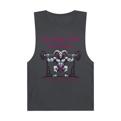 Keep Pushing - Ram Body Builder - Premium Unisex Barnard Tank Top Coal Printify by The Night Shift Automotive Apparel