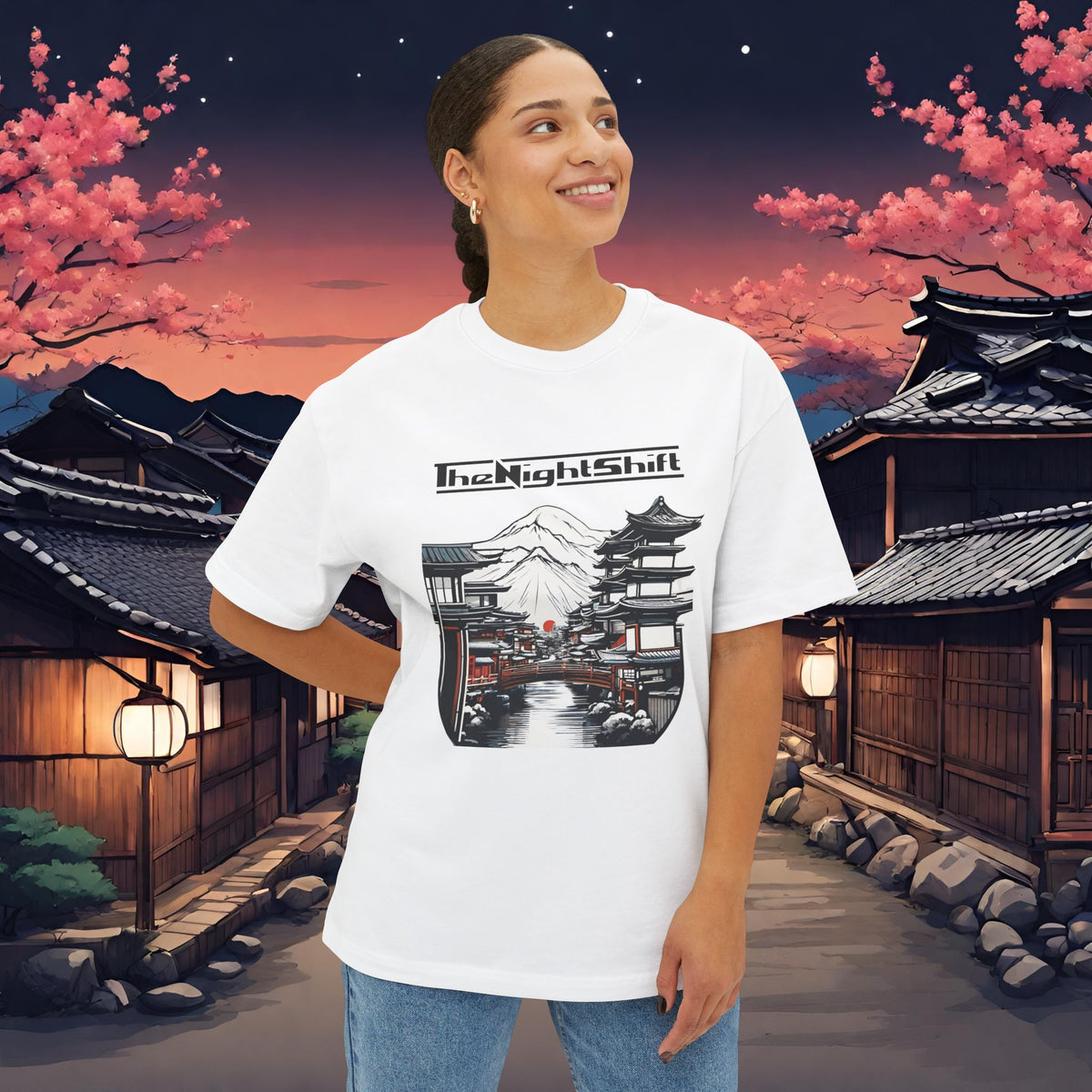 Mt Fuji-Premium, Ultra Soft Unisex Oversized Boxy Tee Printify by The Night Shift Automotive Apparel