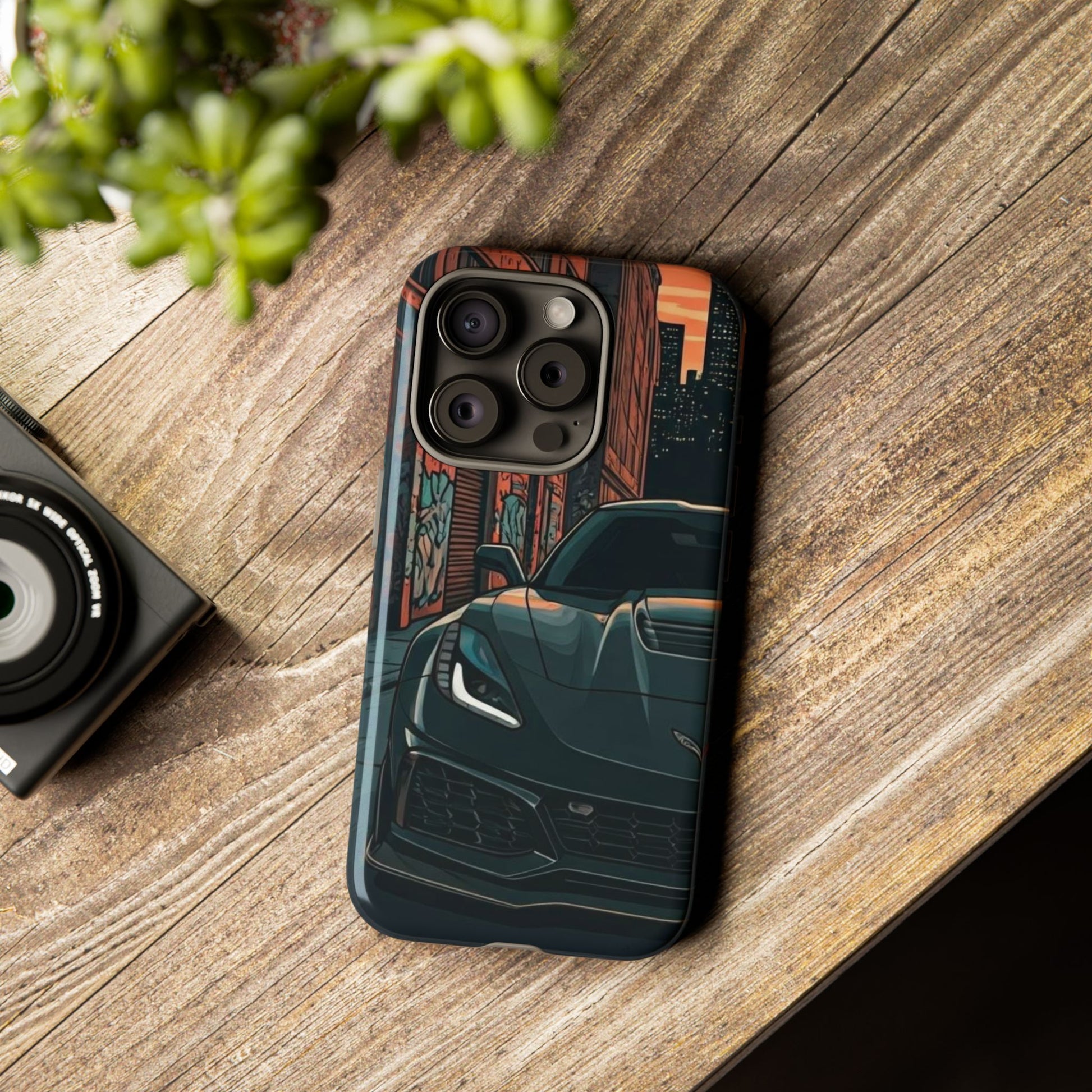 Chevy Corvette C7 Street Life-Dual Layer Ultra Tough Phone Case iPhone 15 Pro Glossy Printify by The Night Shift Automotive Apparel