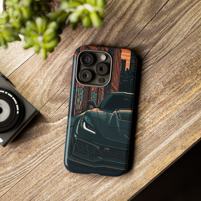 Chevy Corvette C7 Street Life-Dual Layer Ultra Tough Phone Case iPhone 15 Pro Glossy Printify by The Night Shift Automotive Apparel