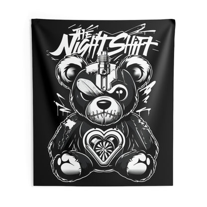 Tattered Teddy Indoor Wall Tapestries - Shop Banner 88" × 104" Printify by The Night Shift Automotive Apparel
