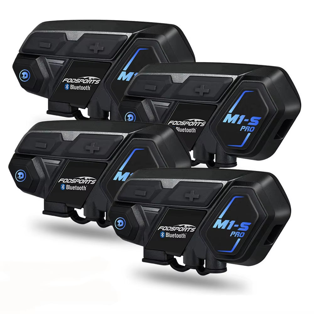 Fodsports M1-S Pro Motorcycle Intercom Bluetooth Helmet Headset  2000M Communicator/Music Share (4 Headsets)