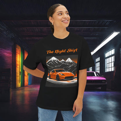 Nissan 370 Mountains-Premium, Ultra Soft, Unisex Oversized Boxy Tee Printify by The Night Shift Automotive Apparel