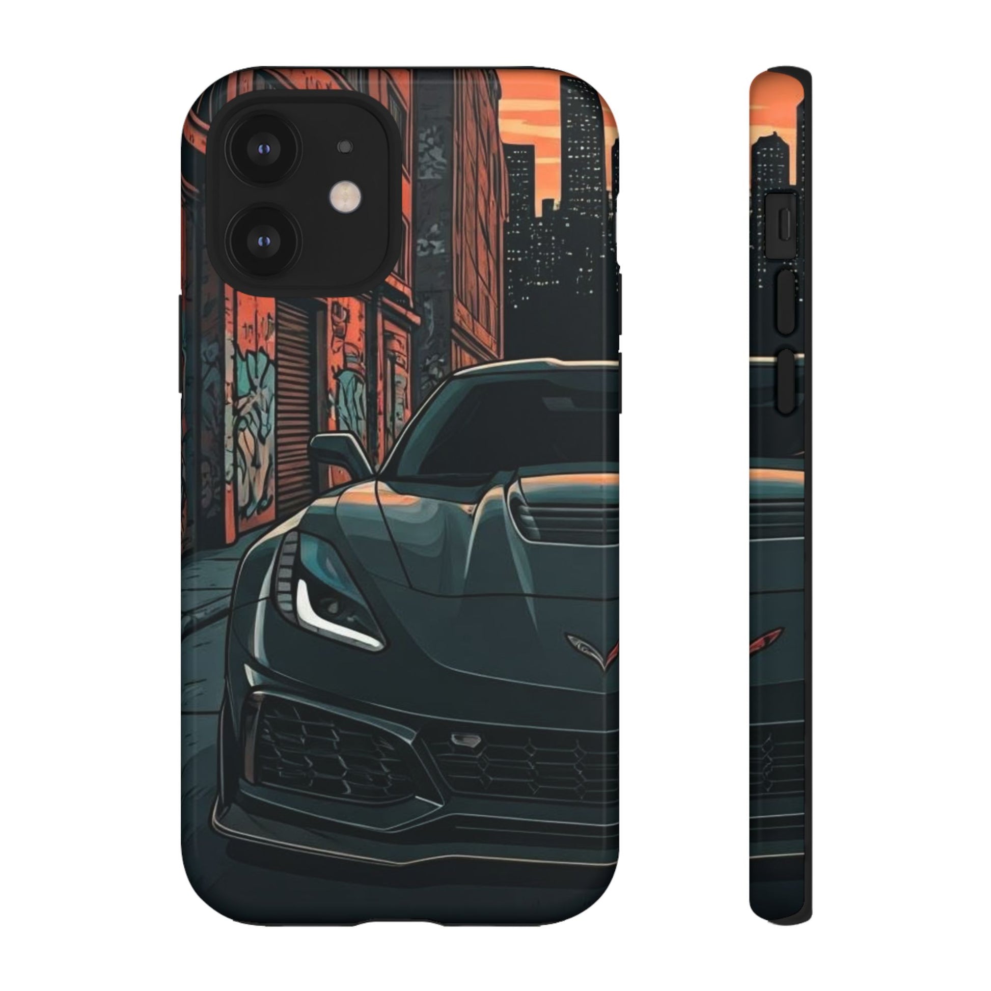 Chevy Corvette C7 Street Life-Dual Layer Ultra Tough Phone Case iPhone 12 Glossy Printify by The Night Shift Automotive Apparel