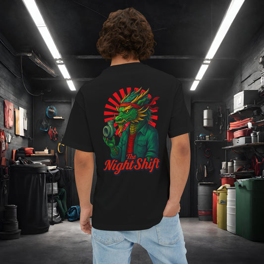 Good Vibes Dragon-Premium, Ultra Soft Unisex Oversized Boxy Tee Black Printify by The Night Shift Automotive Apparel