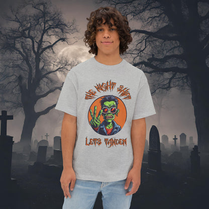 Lets Tandem Drift Zombie-Premium, Ultra Soft Unisex Oversized Boxy Tee Athletic Heather Printify by The Night Shift Automotive Apparel