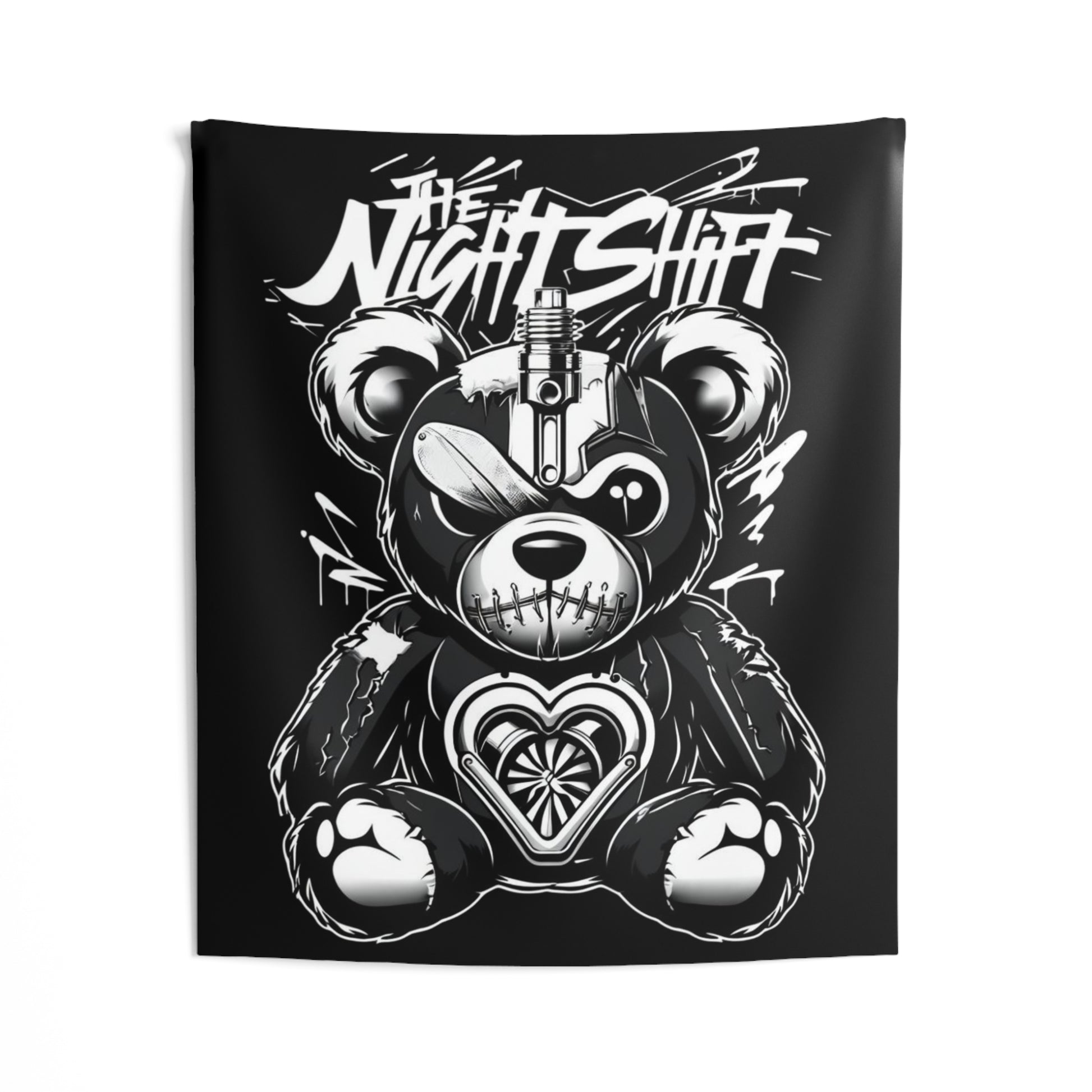 Tattered Teddy Indoor Wall Tapestries - Shop Banner 50" × 60" Printify by The Night Shift Automotive Apparel