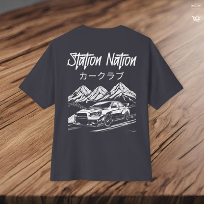 Station Nation-Premium, Ultra Soft Unisex Oversized Boxy Tee Printify by The Night Shift Automotive Apparel