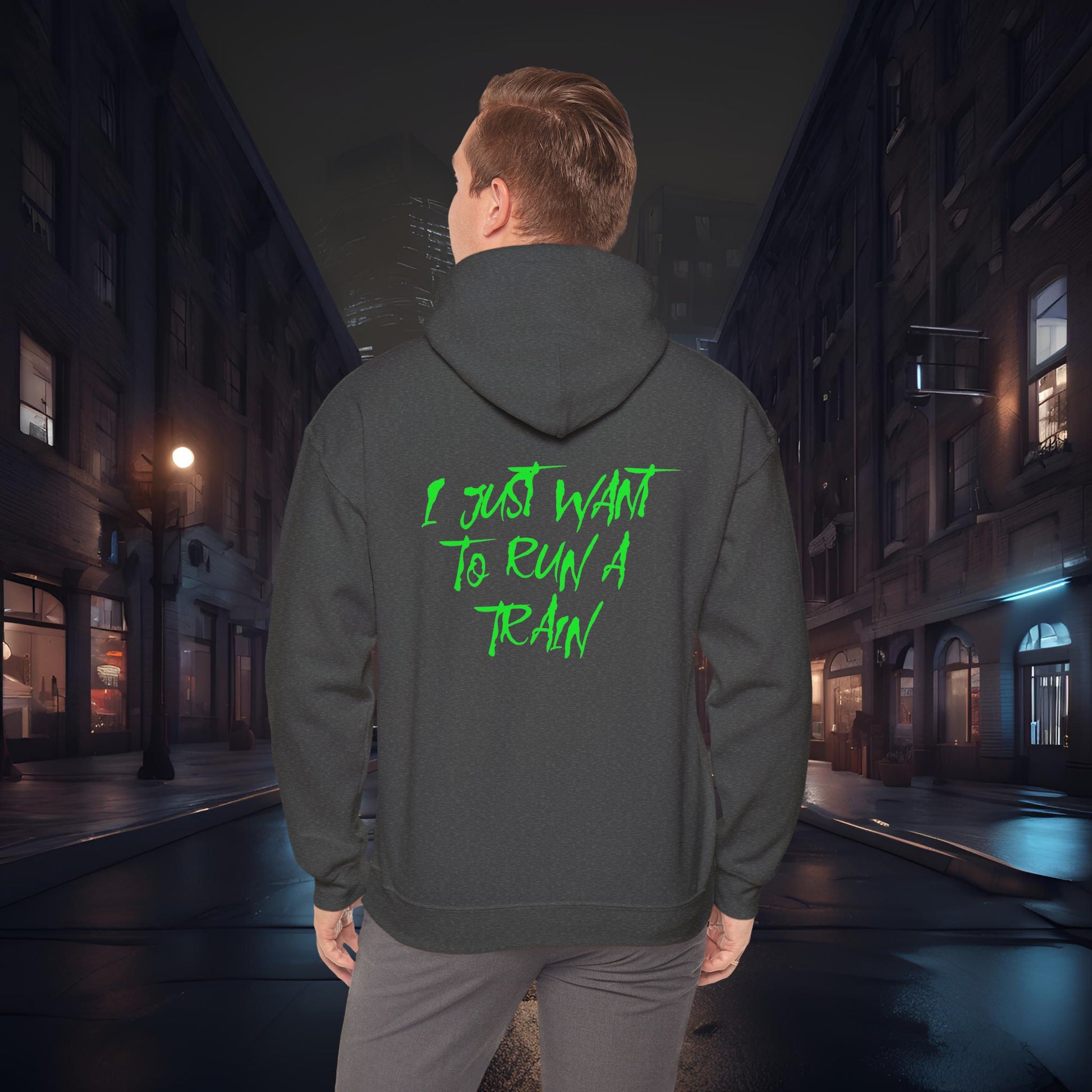 I Just Want To Run A Train-Ultra Soft, Premium Hoodie Dark Heather Printify by The Night Shift Automotive Apparel