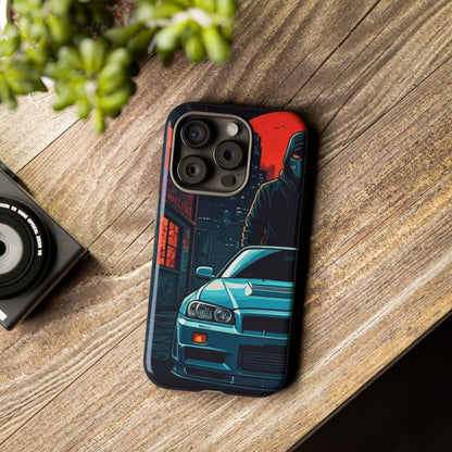 Nissan Skyline R34 Street Life-Dual Layer Ultra Tough Phone Case iPhone 15 Pro Glossy Printify by The Night Shift Automotive Apparel