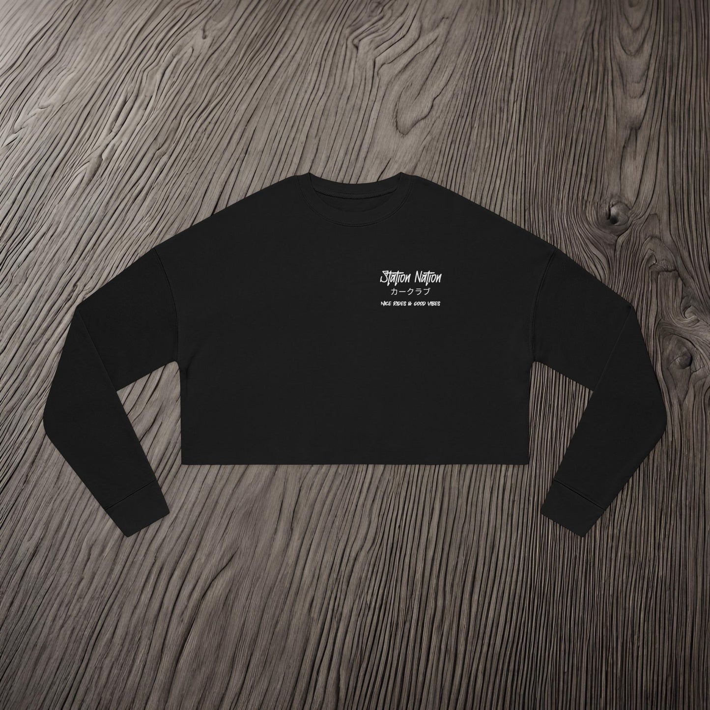 Station Nation-Ultra Soft, Premium Women's Crop Sweatshirt Printify by The Night Shift Automotive Apparel