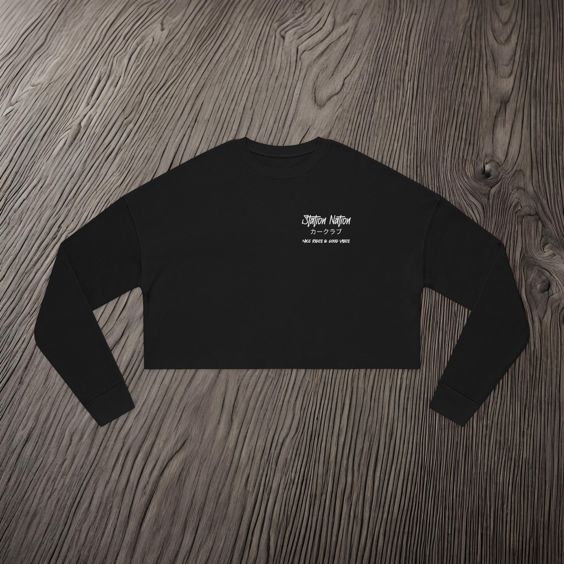 Station Nation-Ultra Soft, Premium Women's Crop Sweatshirt Printify by The Night Shift Automotive Apparel