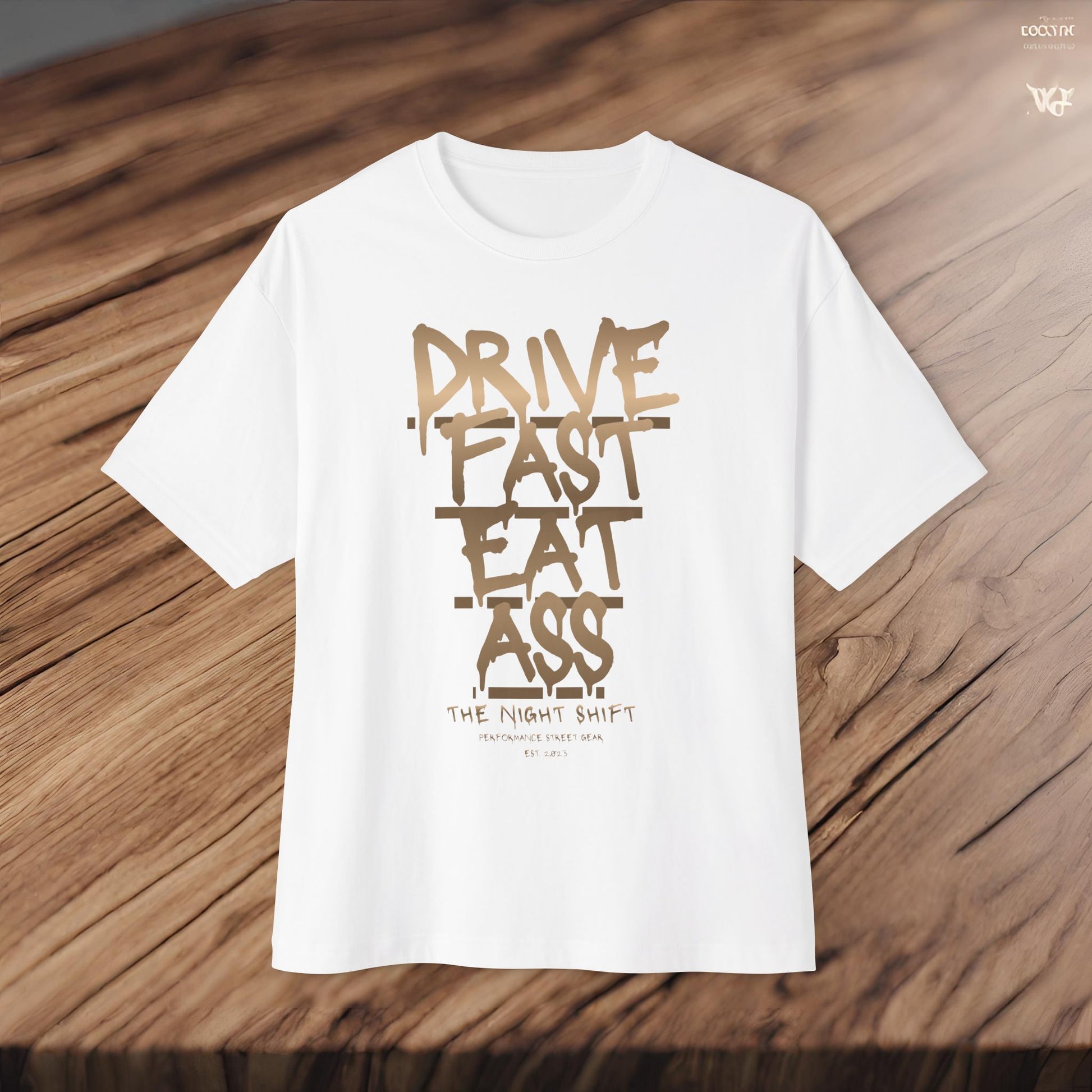 Drive Fast, Eat Ass-Premium, Ultra Soft Unisex Oversized Boxy Tee Printify by The Night Shift Automotive Apparel