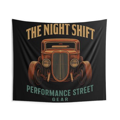 The Night Shift Indoor Wall Tapestries - Shop Banner 104" × 88" Printify by The Night Shift Automotive Apparel