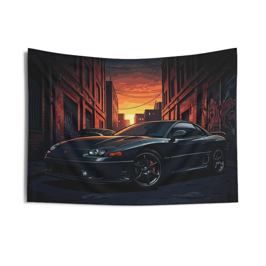 Mitsubishi 3000gt Indoor Wall Tapestries - Shop Banner 36" × 26" Printify by The Night Shift Automotive Apparel