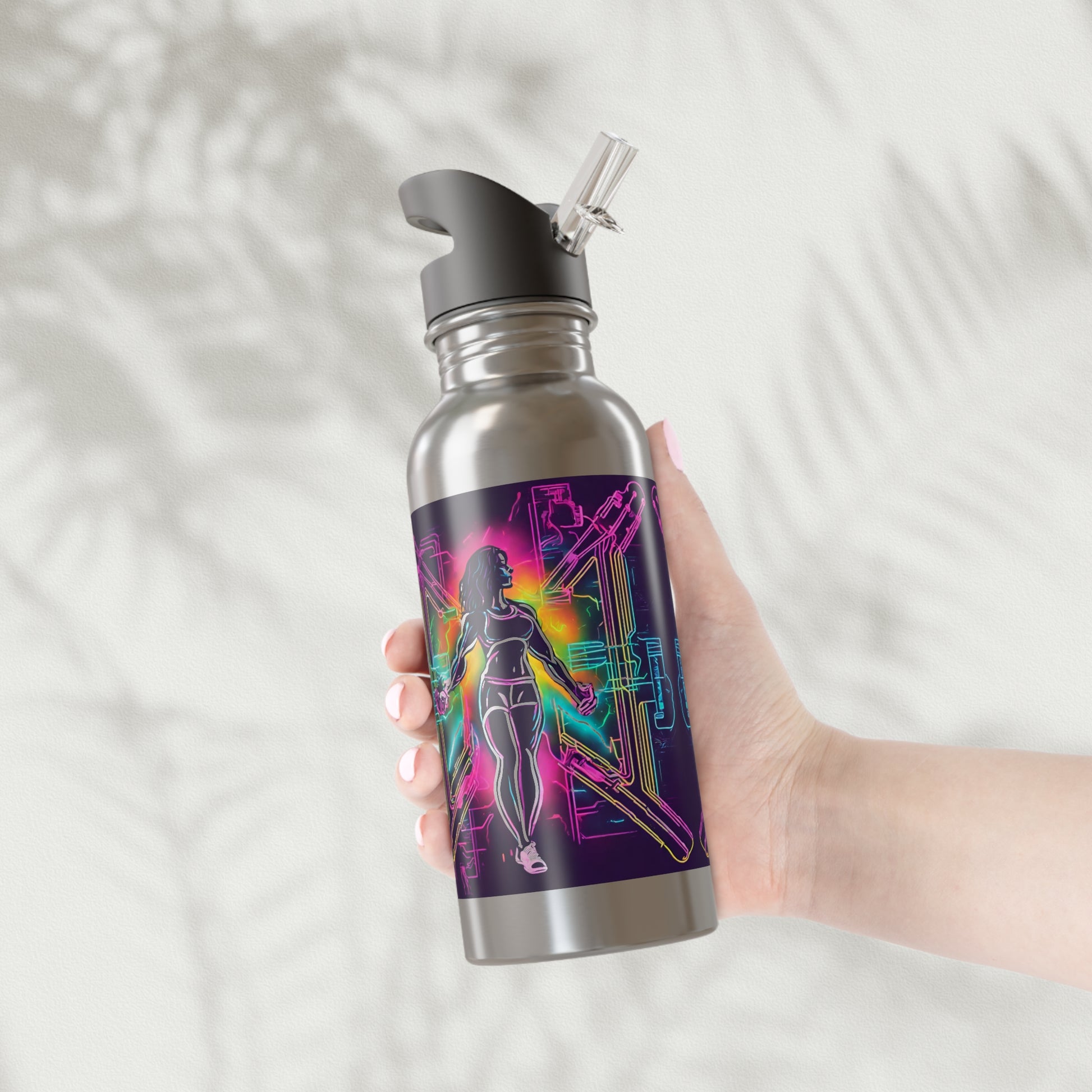 Stainless Steel Water Bottle With Straw, 20oz Printify by The Night Shift Automotive Apparel