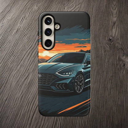 Hyundai Sonata-Sunset Drive-Dual Layer Ultra Tough Phone Case Samsung Galaxy S24 Plus Matte Printify by The Night Shift Automotive Apparel