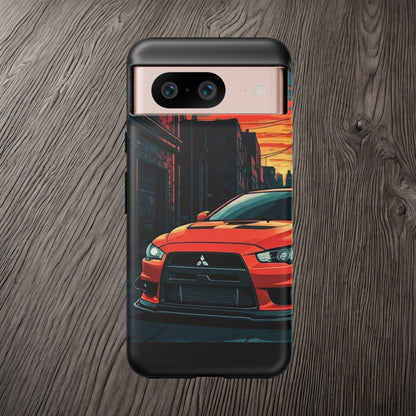 Mitsubishi Evo X Street Life-Dual Layer Ultra Tough Phone Case Google Pixel 8 Matte Printify by The Night Shift Automotive Apparel