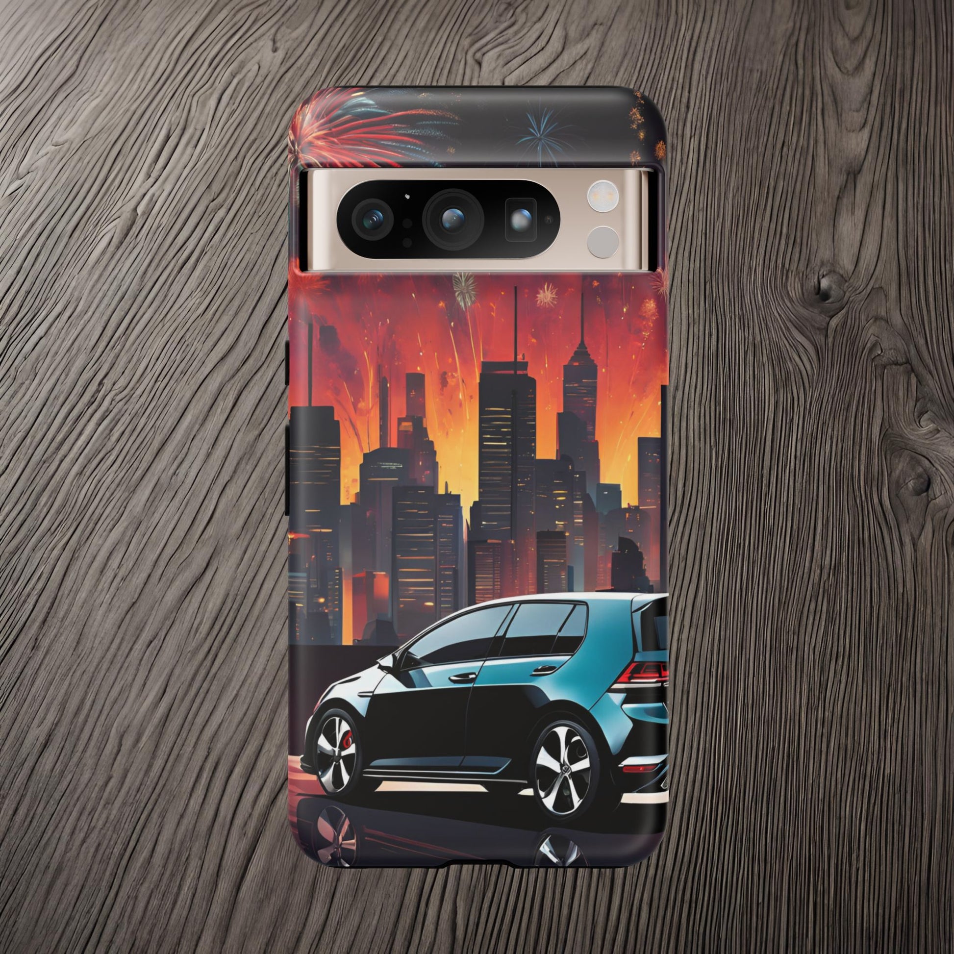 Volkswagon Golf GTI Fireworks-Dual Layer Ultra Tough Phone Case Google Pixel 8 Pro Matte Printify by The Night Shift Automotive Apparel