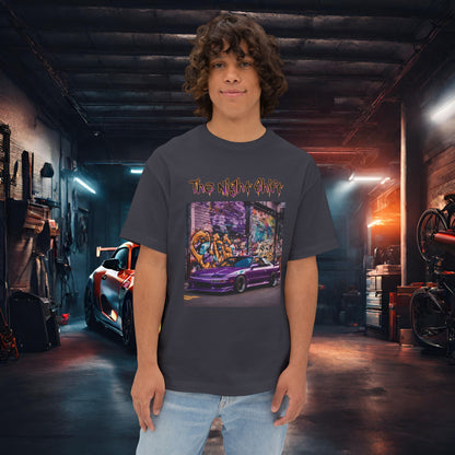 Nissan 240sx Graffiti-Premium, Ultra Soft Unisex Oversized Boxy Tee Dark Grey Printify by The Night Shift Automotive Apparel