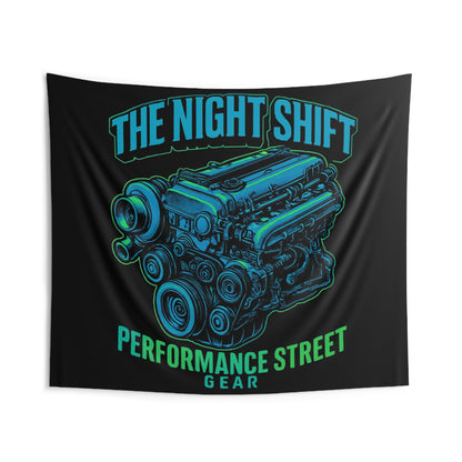 The Night Shift Indoor Wall Tapestries - Shop Banner 104" × 88" Printify by The Night Shift Automotive Apparel