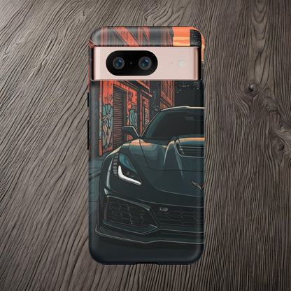 Chevy Corvette C7 Street Life-Dual Layer Ultra Tough Phone Case Google Pixel 8 Matte Printify by The Night Shift Automotive Apparel