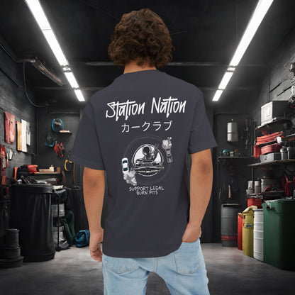 Station Nation-Premium, Ultra Soft Unisex Oversized Boxy Tee Printify by The Night Shift Automotive Apparel