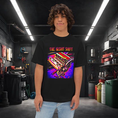4G63 Synthwave-Premium, Ultra Soft Unisex Oversized Boxy Tee Black Printify by The Night Shift Automotive Apparel