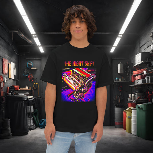 4G63 Synthwave-Premium, Ultra Soft Unisex Oversized Boxy Tee Black Printify by The Night Shift Automotive Apparel