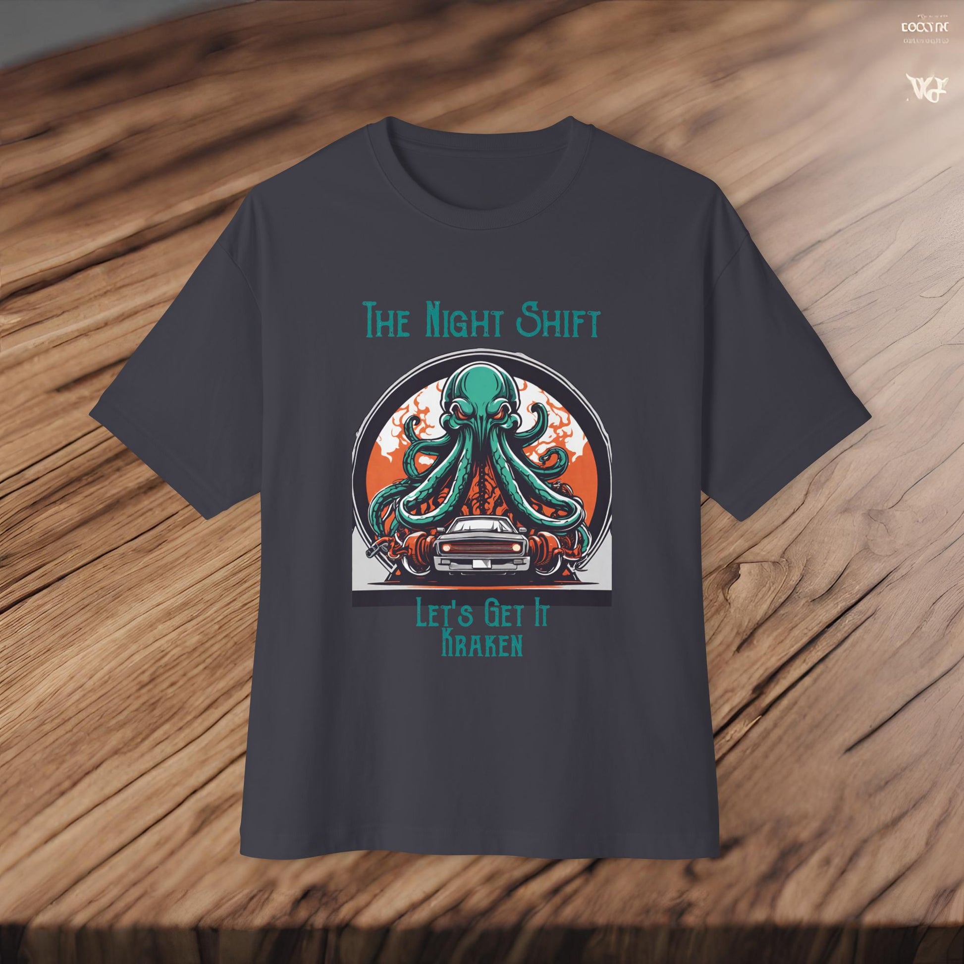 Lets Get Kraken-Premium, Ultra Soft Unisex Oversized Boxy Tee Dark Grey Printify by The Night Shift Automotive Apparel