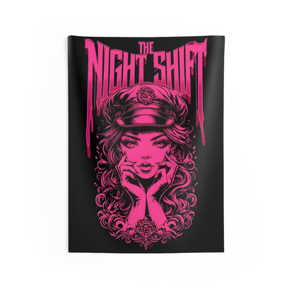 The Night Shift Promo Girl Indoor Wall Tapestries - Shop Banner 26" × 36" Printify by The Night Shift Automotive Apparel