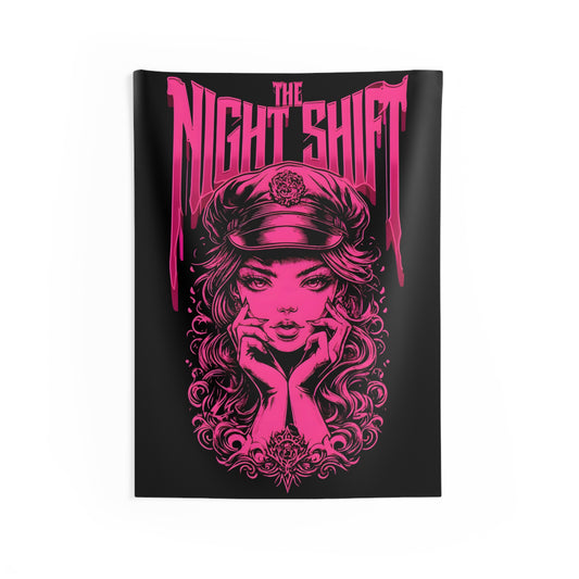 The Night Shift Promo Girl Indoor Wall Tapestries - Shop Banner 26" × 36" Printify by The Night Shift Automotive Apparel