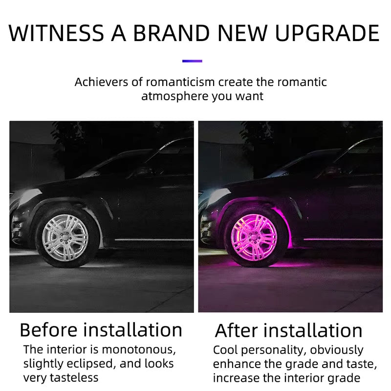 4Pcs RGB Car Wheel Hub Light Strip Kit 15" Neon Wheel Ring The Night Shift Performance Street Gear by The Night Shift Automotive Apparel