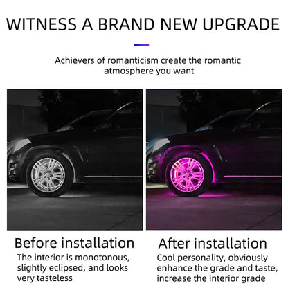 4Pcs RGB Car Wheel Hub Light Strip Kit 15" Neon Wheel Ring The Night Shift Performance Street Gear by The Night Shift Automotive Apparel