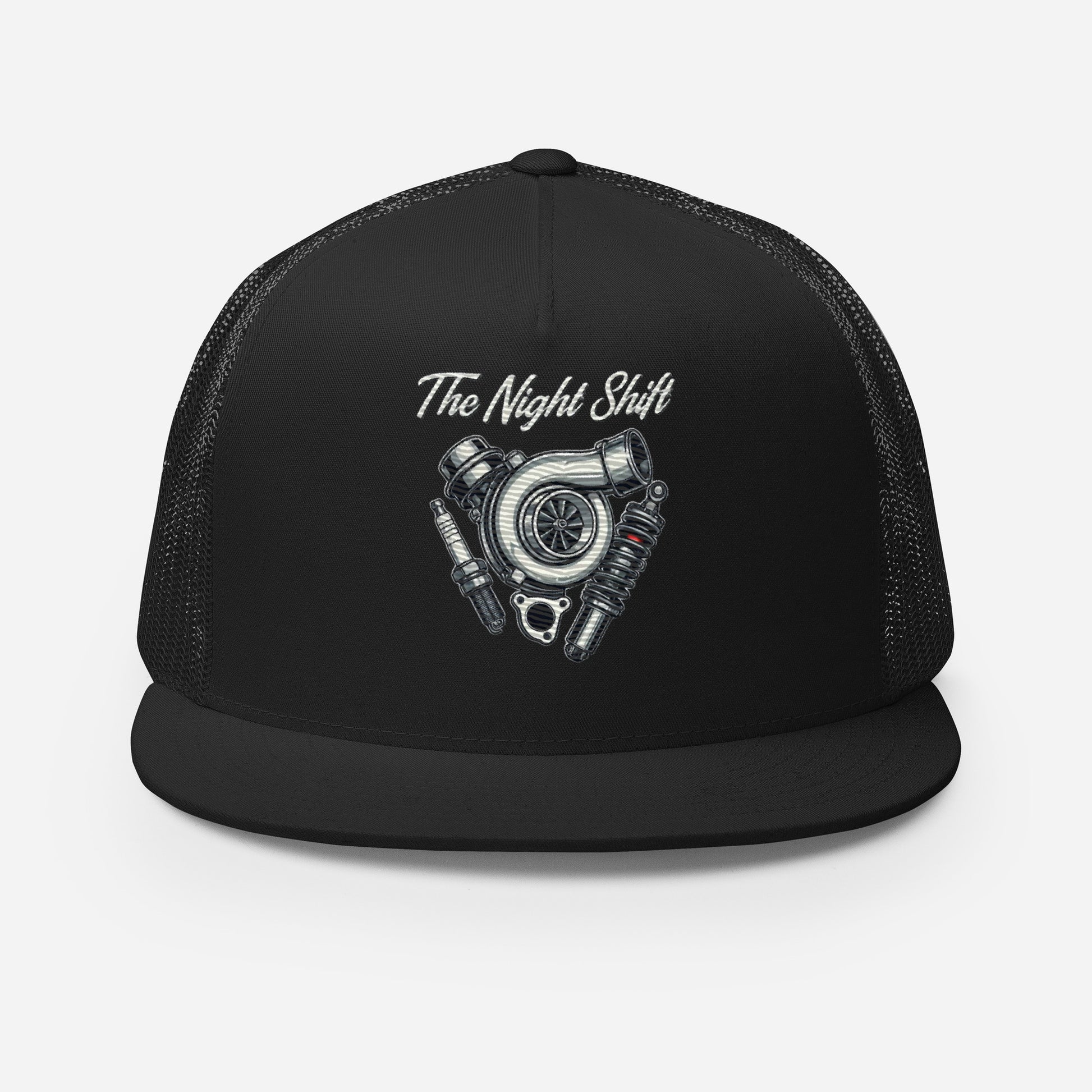 The Night Shit-Embroidered Snapback Trucker Hat The Night Shift Performance Street Gear by The Night Shift Automotive Apparel