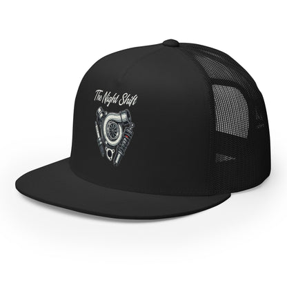 The Night Shit-Embroidered Snapback Trucker Hat The Night Shift Performance Street Gear by The Night Shift Automotive Apparel