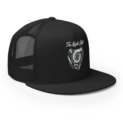 The Night Shit-Embroidered Snapback Trucker Hat The Night Shift Performance Street Gear by The Night Shift Automotive Apparel