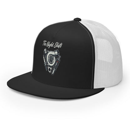 The Night Shit-Embroidered Snapback Trucker Hat The Night Shift Performance Street Gear by The Night Shift Automotive Apparel