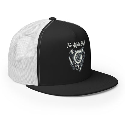 The Night Shit-Embroidered Snapback Trucker Hat The Night Shift Performance Street Gear by The Night Shift Automotive Apparel