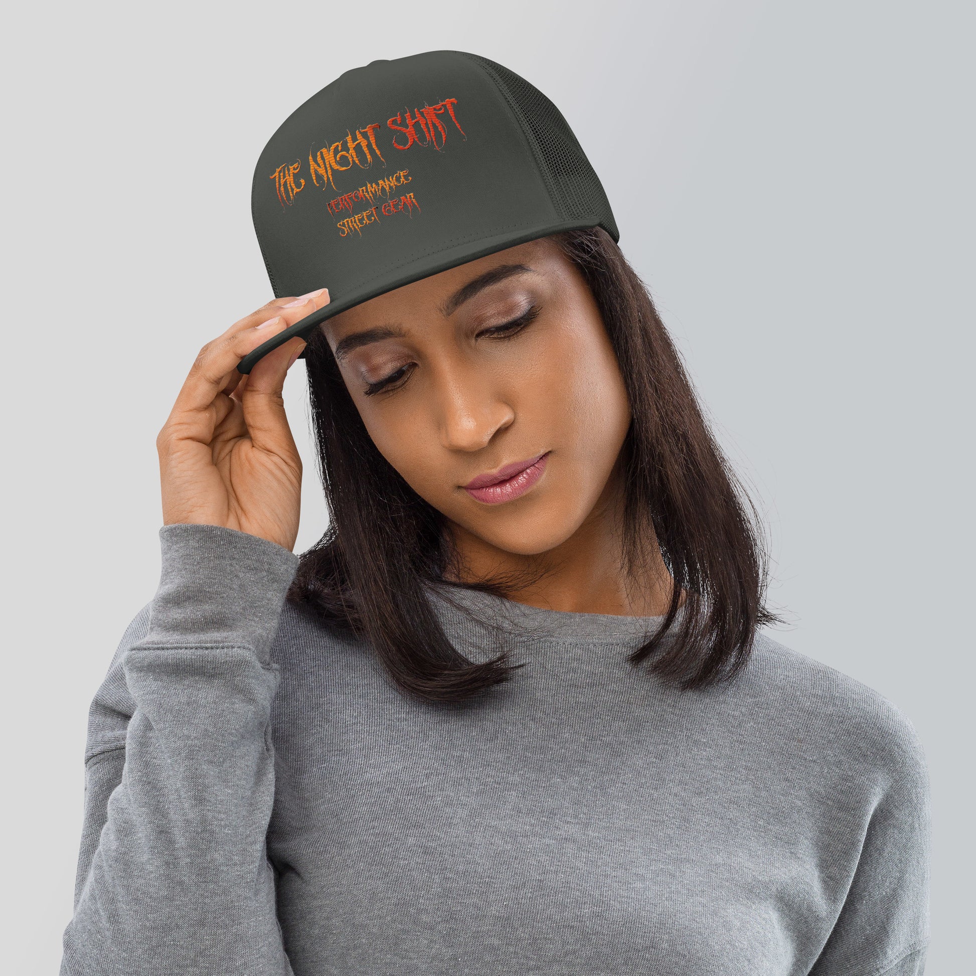 The Night Shift-Embroidered Snapback Trucker Hat The Night Shift Performance Street Gear by The Night Shift Automotive Apparel