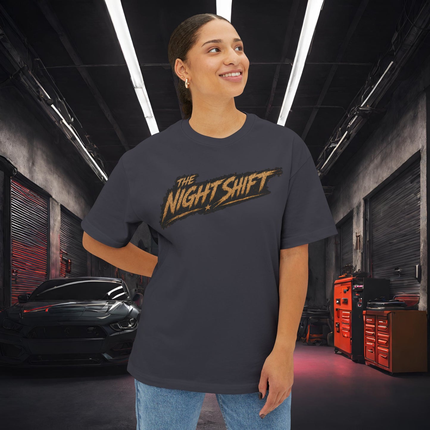 BMW M3 E90 Street Drift-Premium, Ultra Soft Unisex Oversized Boxy Tee Printify by The Night Shift Automotive Apparel