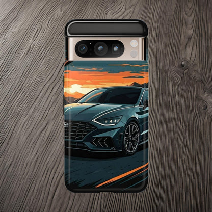 Hyundai Sonata-Sunset Drive-Dual Layer Ultra Tough Phone Case Google Pixel 8 Pro Glossy Printify by The Night Shift Automotive Apparel